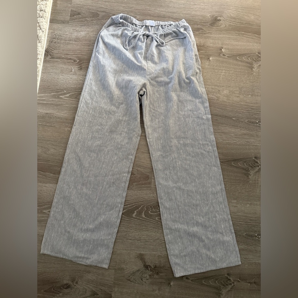 Sienna Sky Stripped Pants in Gray and White